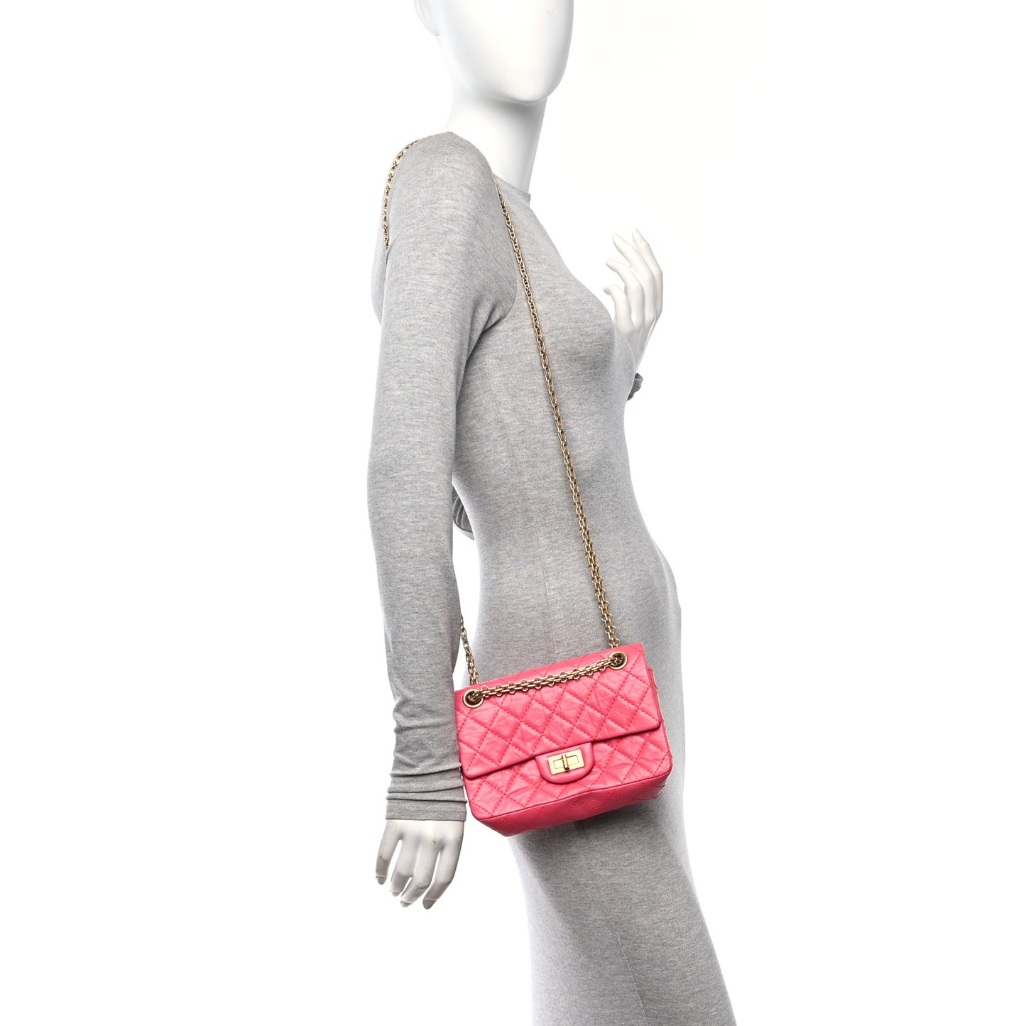 Aged Calfskin Quilted 2.55 Reissue Mini Flap Pink