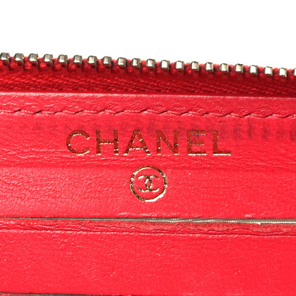 Chanel Lambskin Quilted Medium Zip Around Wallet Light Red 6 of 12