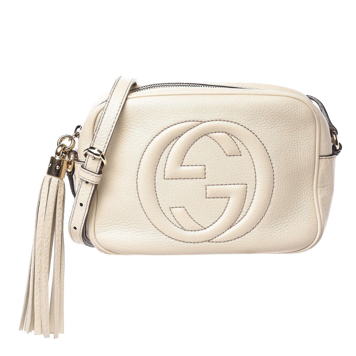 Pebbled Calfskin Small Soho Disco Bag Off White