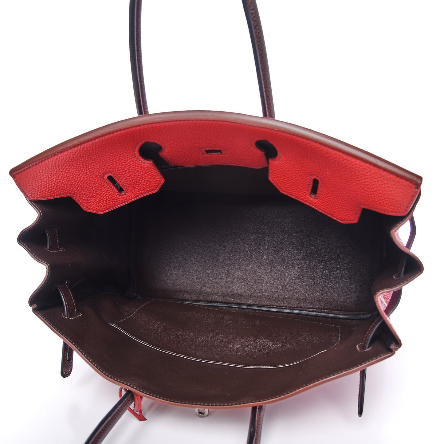 Togo Bi Color Horseshoe Birkin 35 Rouge Garance Chocolate