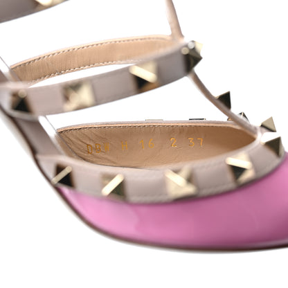 Valentino Garavani Patent Rockstud 90mm Cage Mules 37 Pink Orchid Poudre 8 of 9