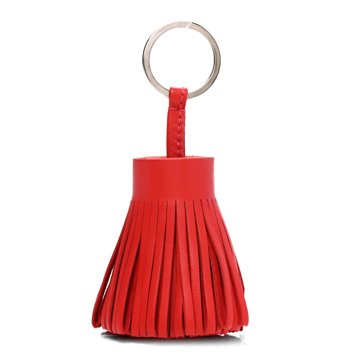 Hermes Lambskin Carmen Tassel Key Holder Rouge Indienne 1 of 4