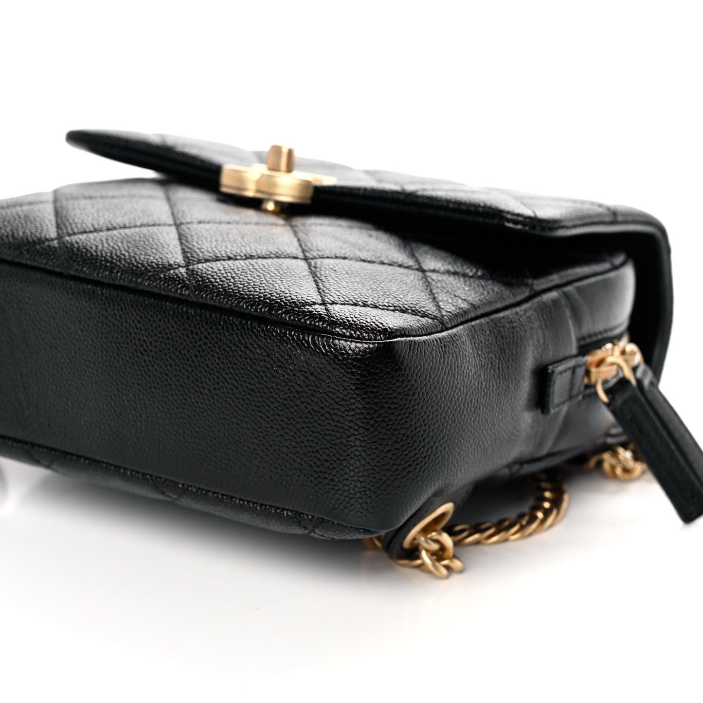 Shiny Caviar Quilted Chain Melody Backpack Black