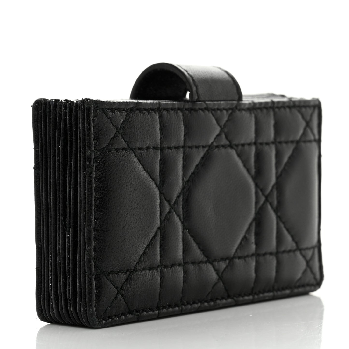 Lambskin Cannage Lucky Badges Lady Dior 5-Gusset Card Holder Black