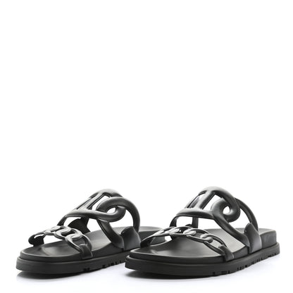 Hermes Nappa Extra Sandals 36 Black 3 of 10