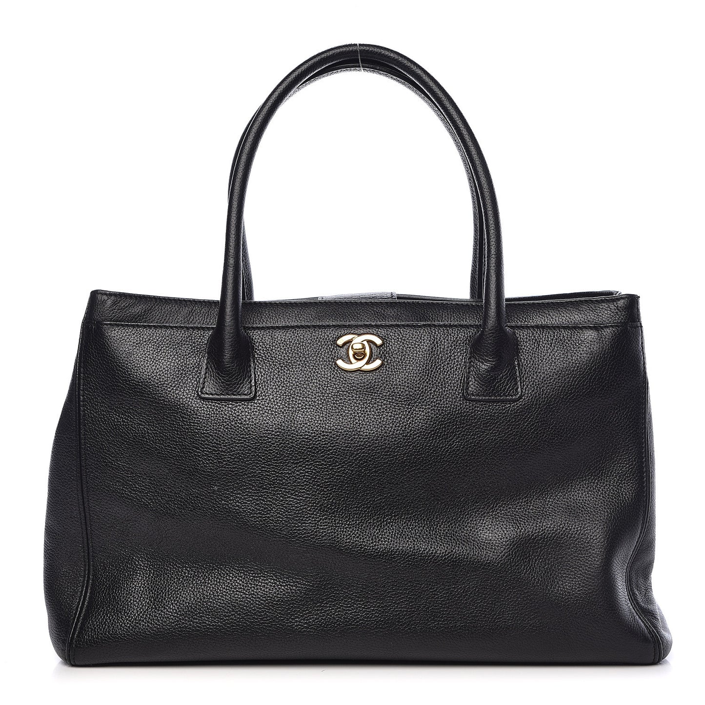 Calfskin Cerf Executive Shopper Tote Black
