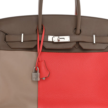 Hermes Taurillon Clemence Swift Tri-Color Birkin 35 Rose Jaipur Argile Etoupe 8 of 12