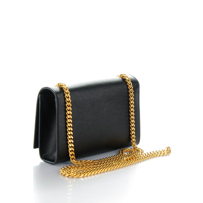 Saint Laurent Grain De Poudre Small Monogram Kate Satchel Black 3 of 8