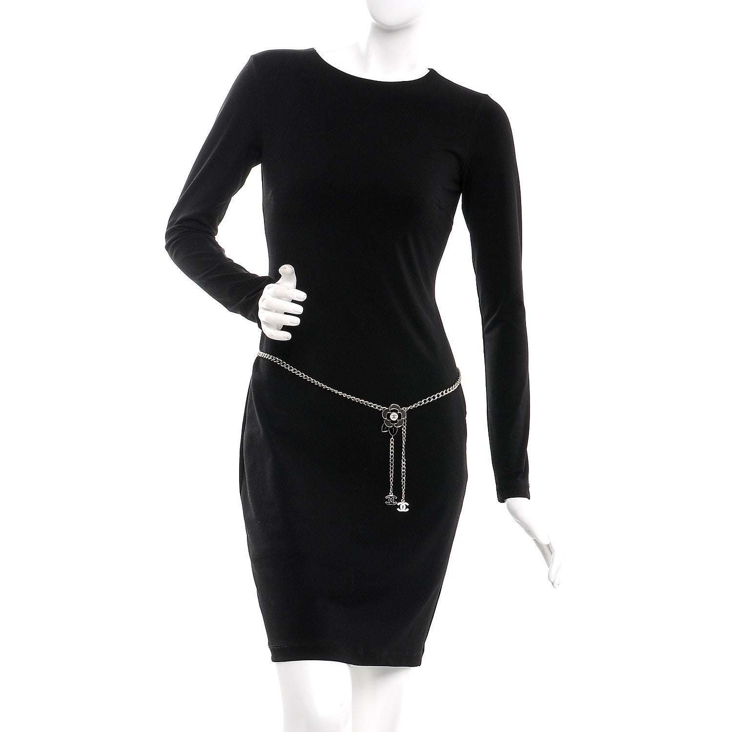 Chanel Enamel Camellia Chain Belt Black Silver 2 of 6