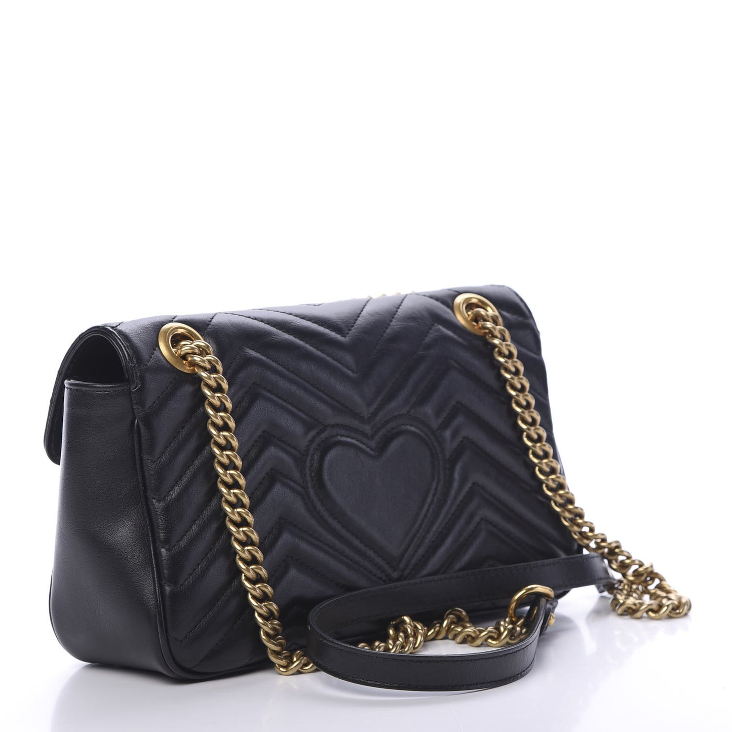 Calfskin Matelasse Small GG Marmont Shoulder Bag Black