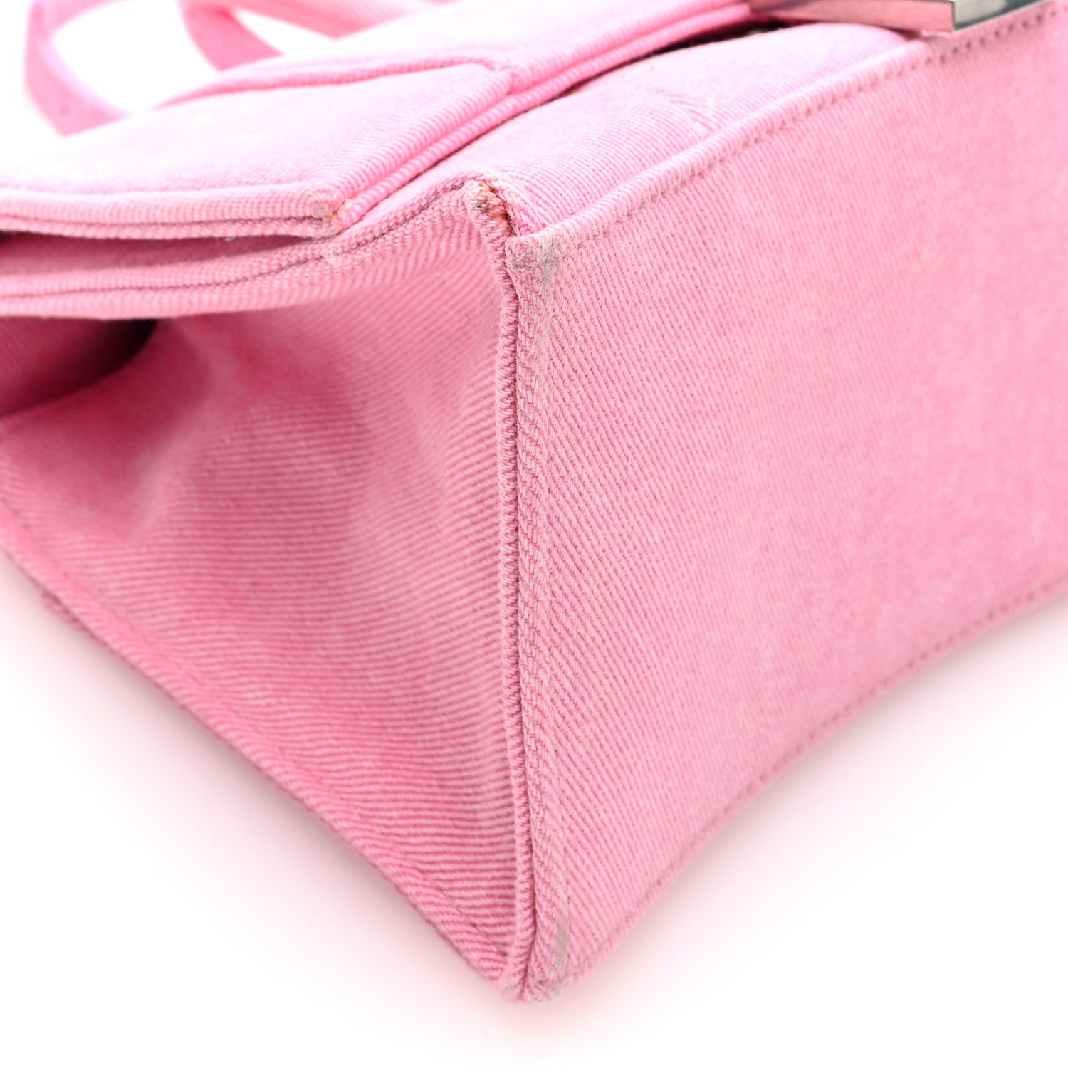 Balenciaga Washed Denim Small Hourglass Top Handle Bag Denim Pink 8 of 9