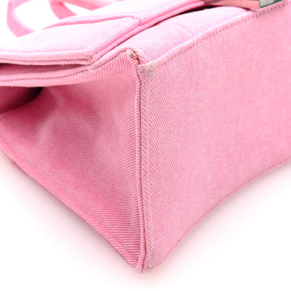 Balenciaga Washed Denim Small Hourglass Top Handle Bag Denim Pink 8 of 9