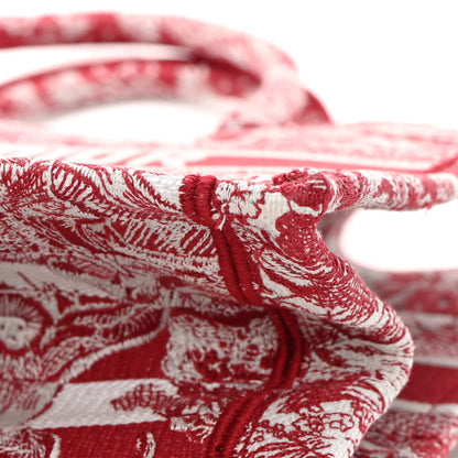 Christian Dior Canvas Embroidered Medium Dioriviera Toile De Jouy Book Tote Red White 11 of 14