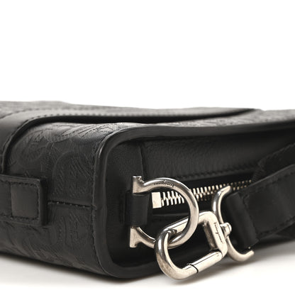 Salvatore Ferragamo Calfskin Gancini Embossed Travel Crossbody Black 9 of 9