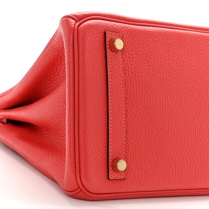 Hermes Taurillon Clemence Birkin 30 Rouge Pivoine 10 of 13