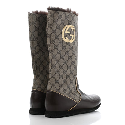 Gucci GG Plus Monogram Rabbit Fur Boots 39 Dark Brown 4 of 25