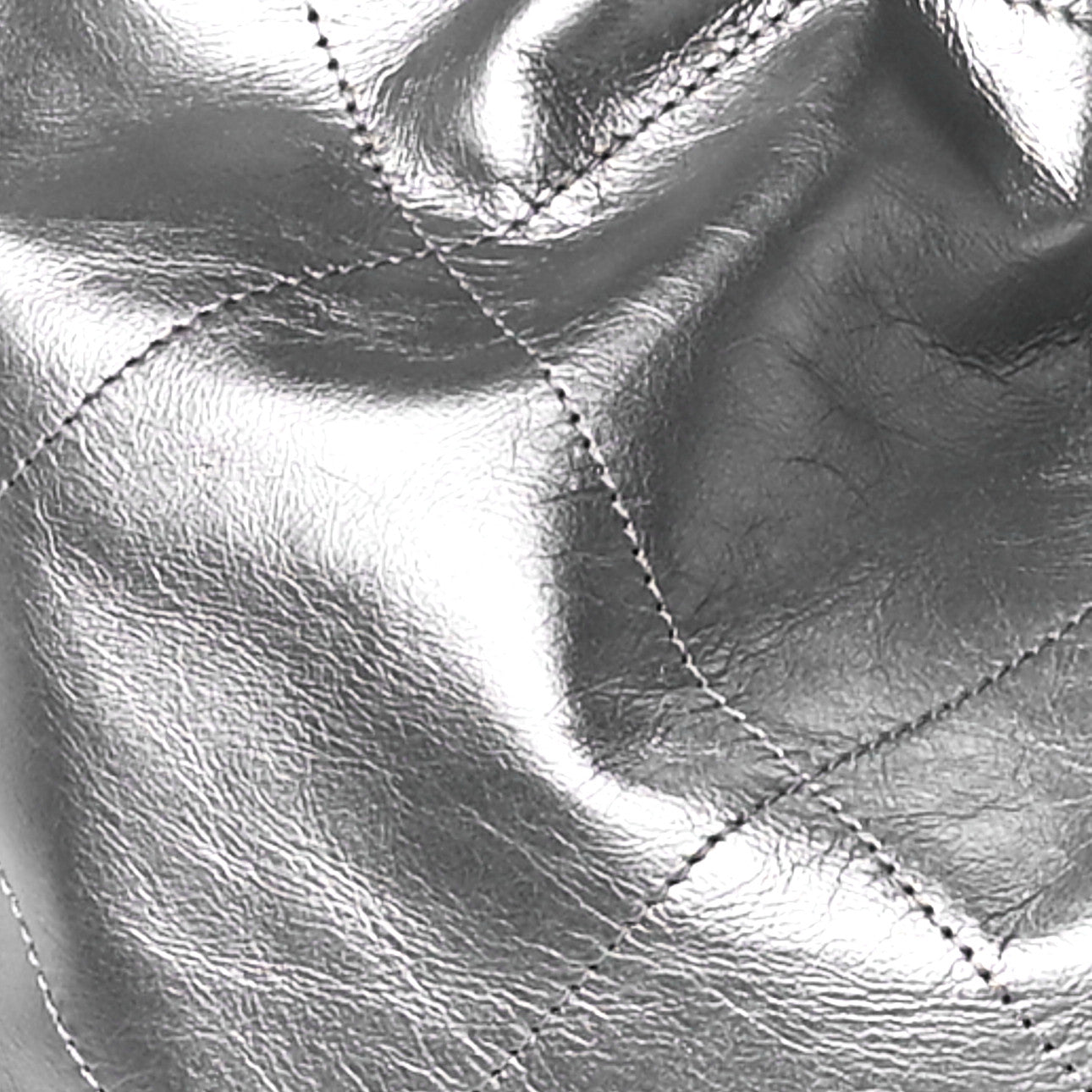 Metallic Calfskin Quilted Chanel 22 Silver