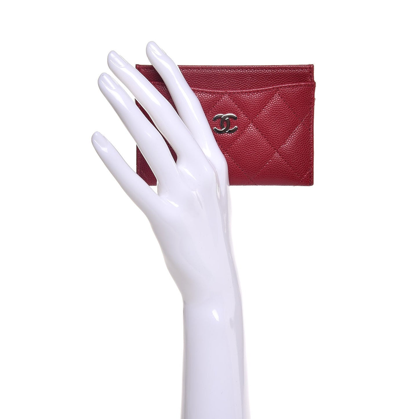 Caviar Quilted Card Holder Red