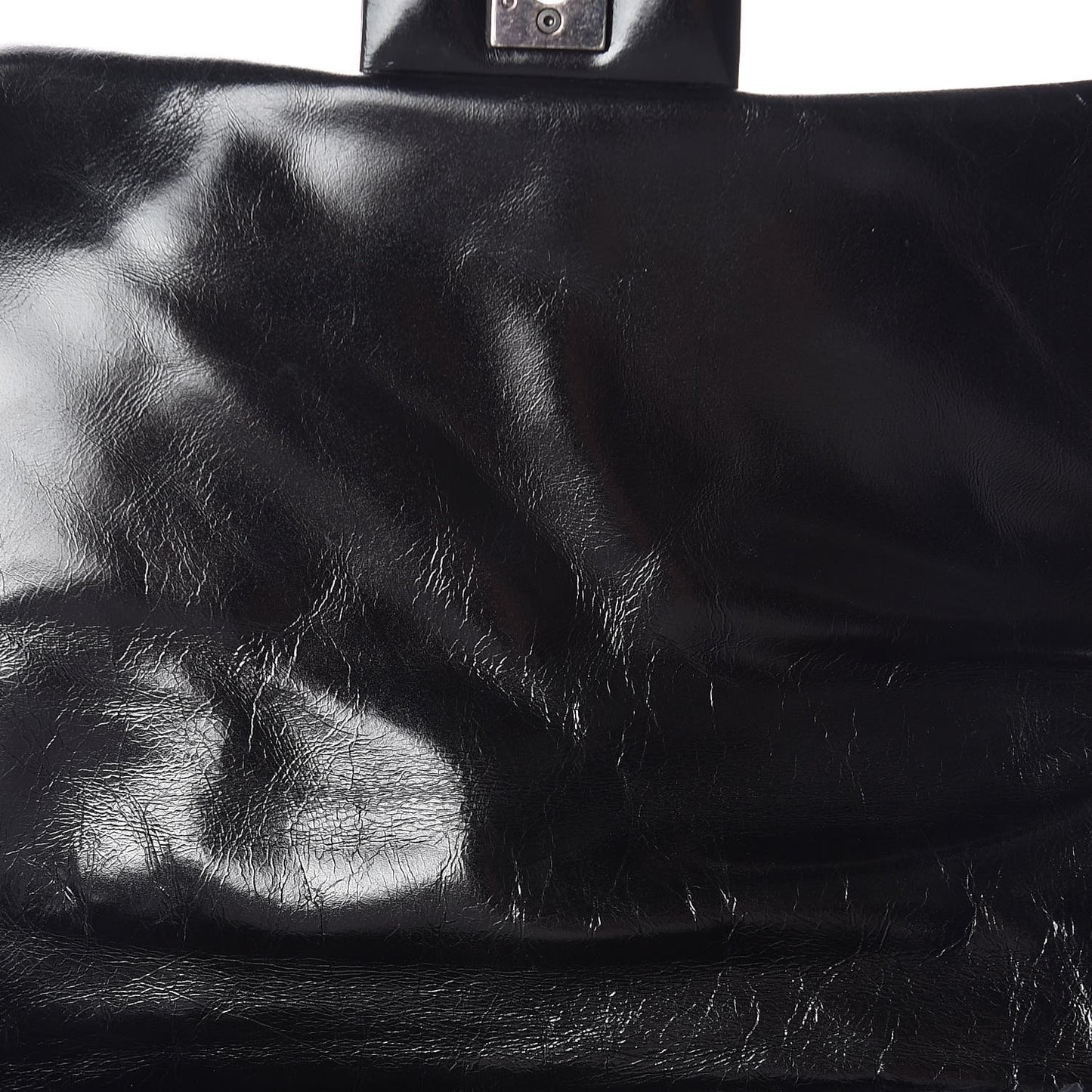Glazed Calfskin Quilted Large Coco Soft Flap Black