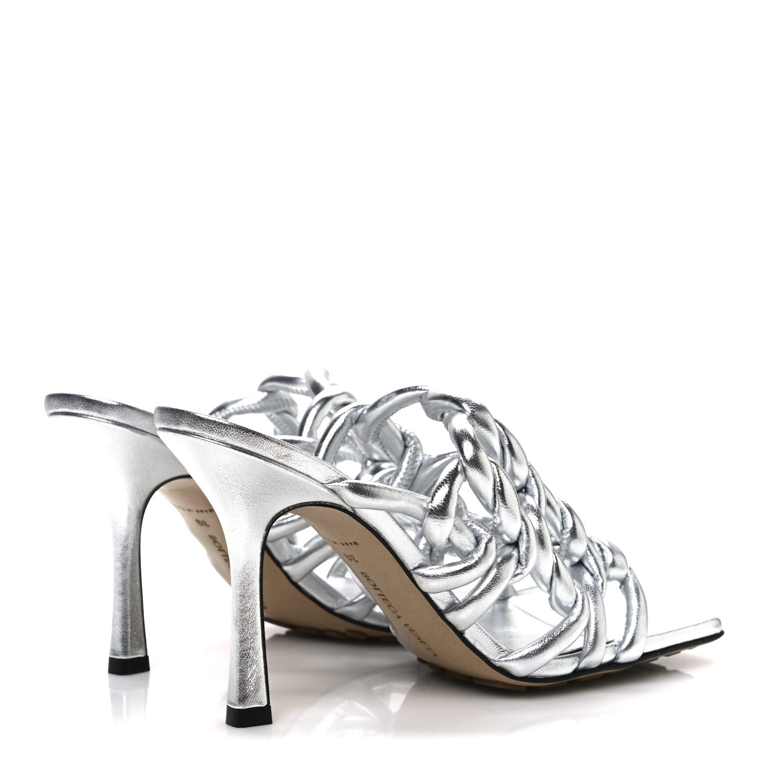Bottega Veneta Reflection Weave Stretch Sandals 39 Silver 5 of 9