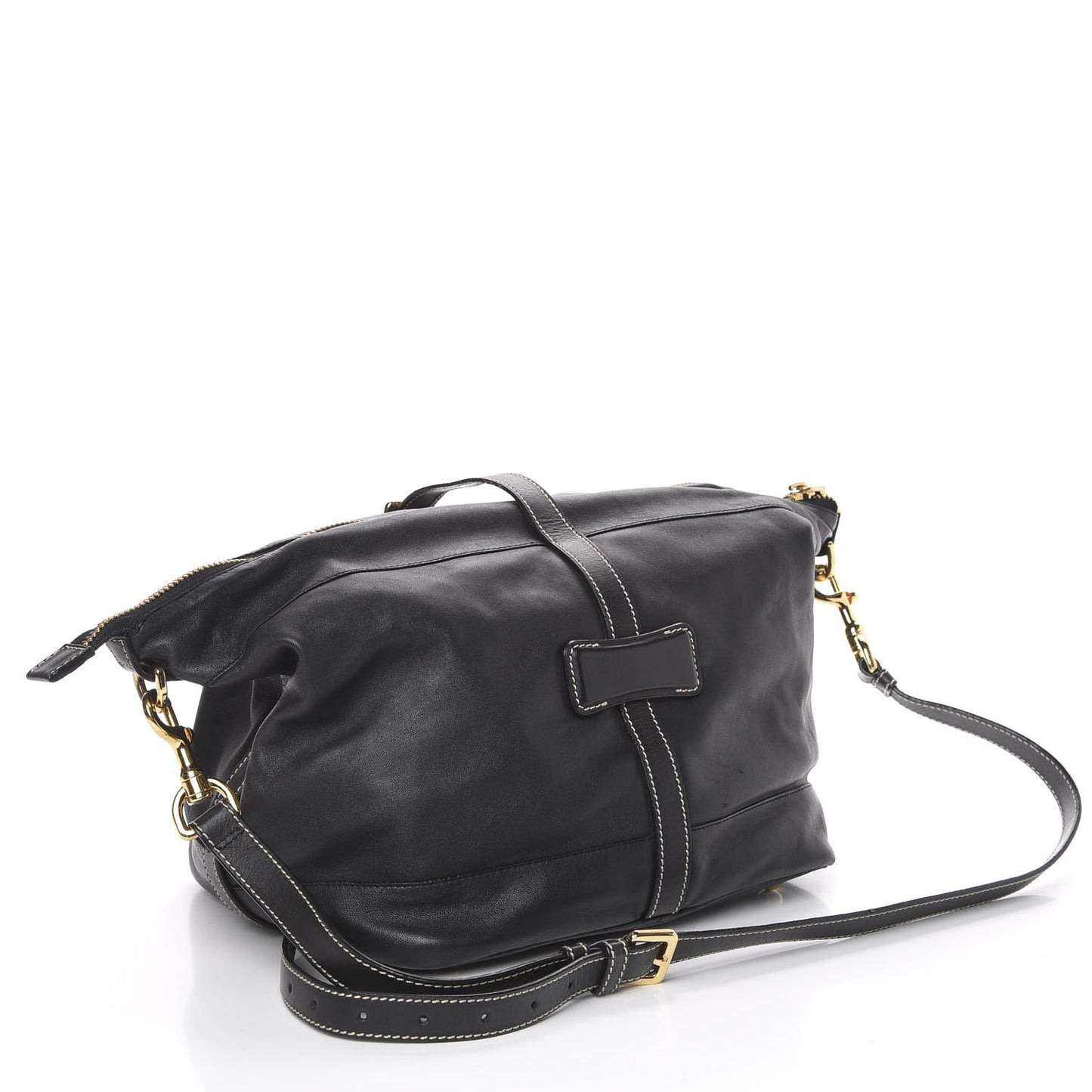 Lambskin Satchel Black Tan