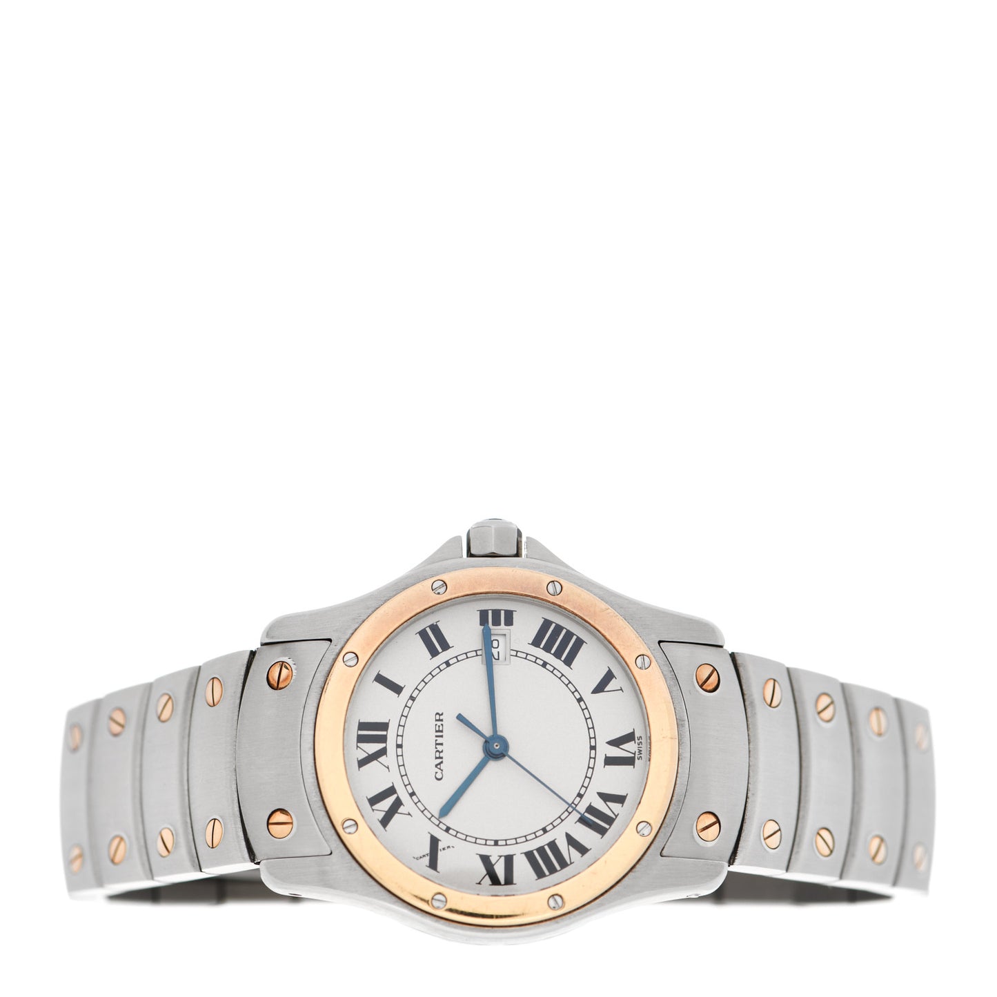 Stainless Steel 18K Yellow Gold 33mm Santos Ronde Quartz Watch