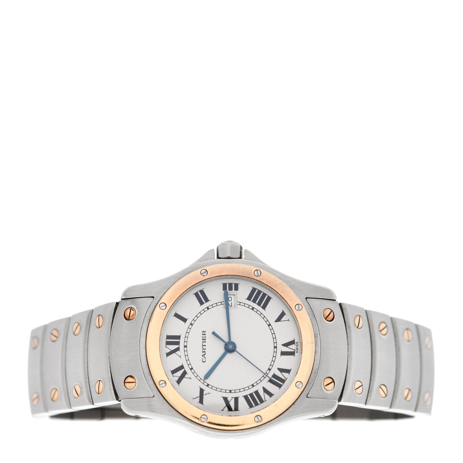 Cartier Stainless Steel 18K Yellow Gold 33mm Santos Ronde Quartz Watch 2 of 4