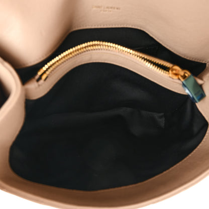 Saint Laurent Sheepskin Matelasse Chevron Monogram Medium College Bag Dark Beige 5 of 10