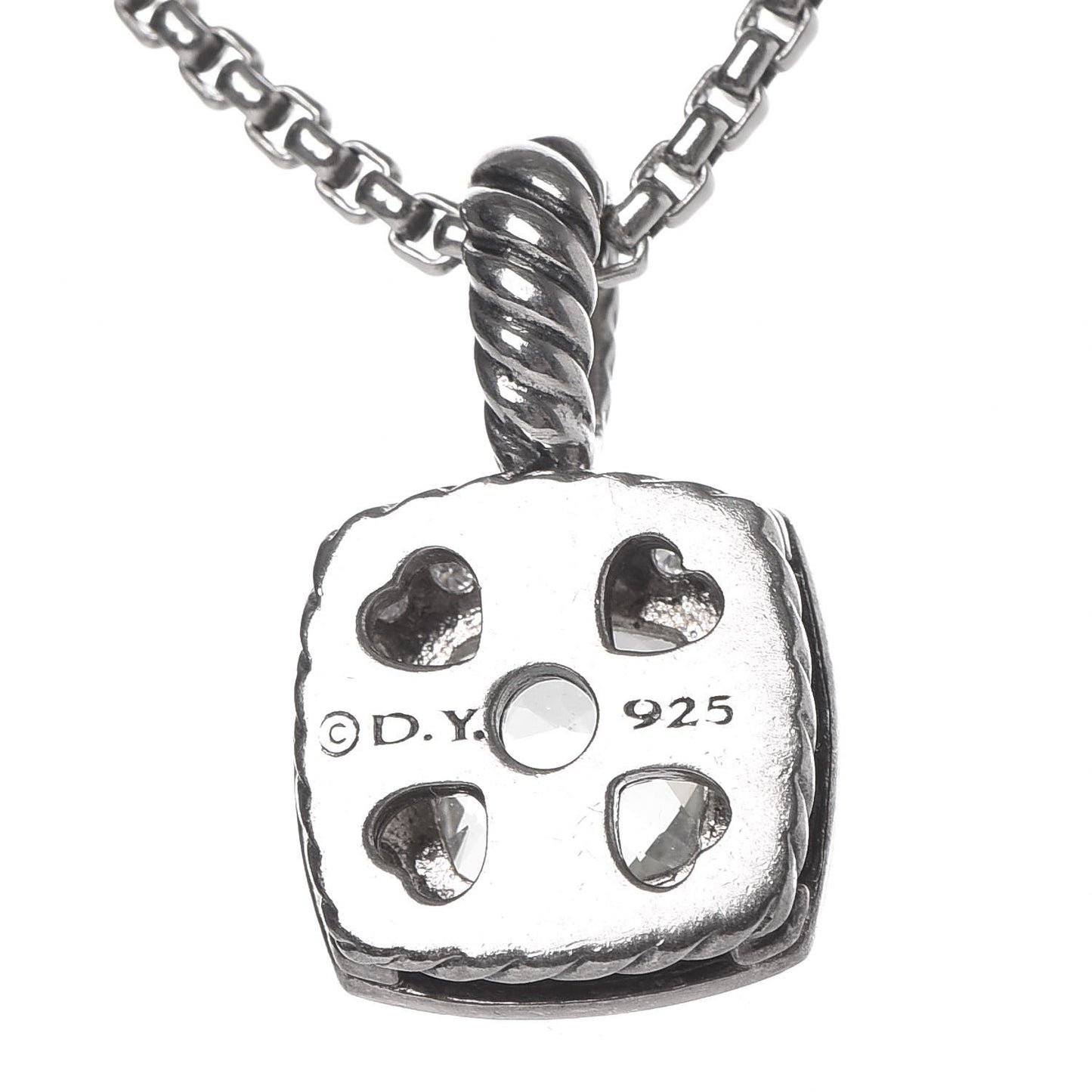 Sterling Silver Diamond Prasiolite 7mm Petite Albion Pendant Necklace