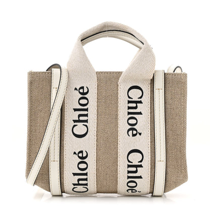 Chloe Cotton Calfskin Mini Woody Ribbon Tote White Light Brown 1 of 11