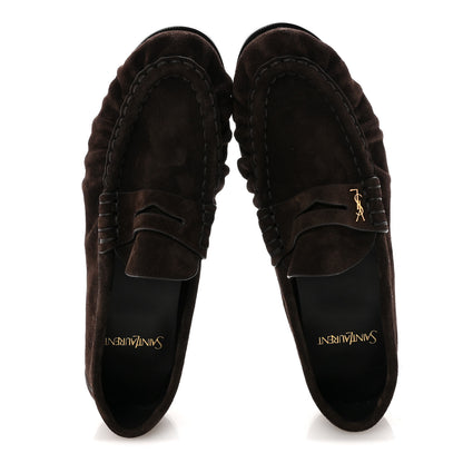 Saint Laurent Suede Le Loafer 15 Penny Slippers 38 Dark Chocolate 2 of 10