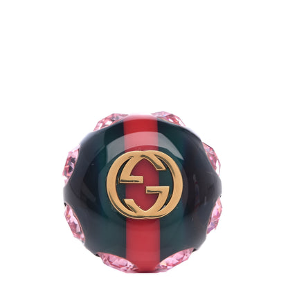 Gucci Crystal Resin Sylvie Vintage Web Ring L Green Red 1 of 5