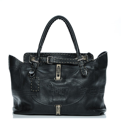 Fendi Calfskin Romano Selleria Large Villa Borghese Tote Black 1 of 20