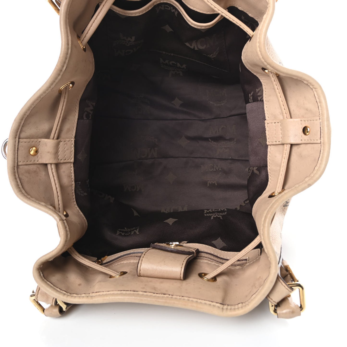 Visetos Drawstring Bucket Bag Beige