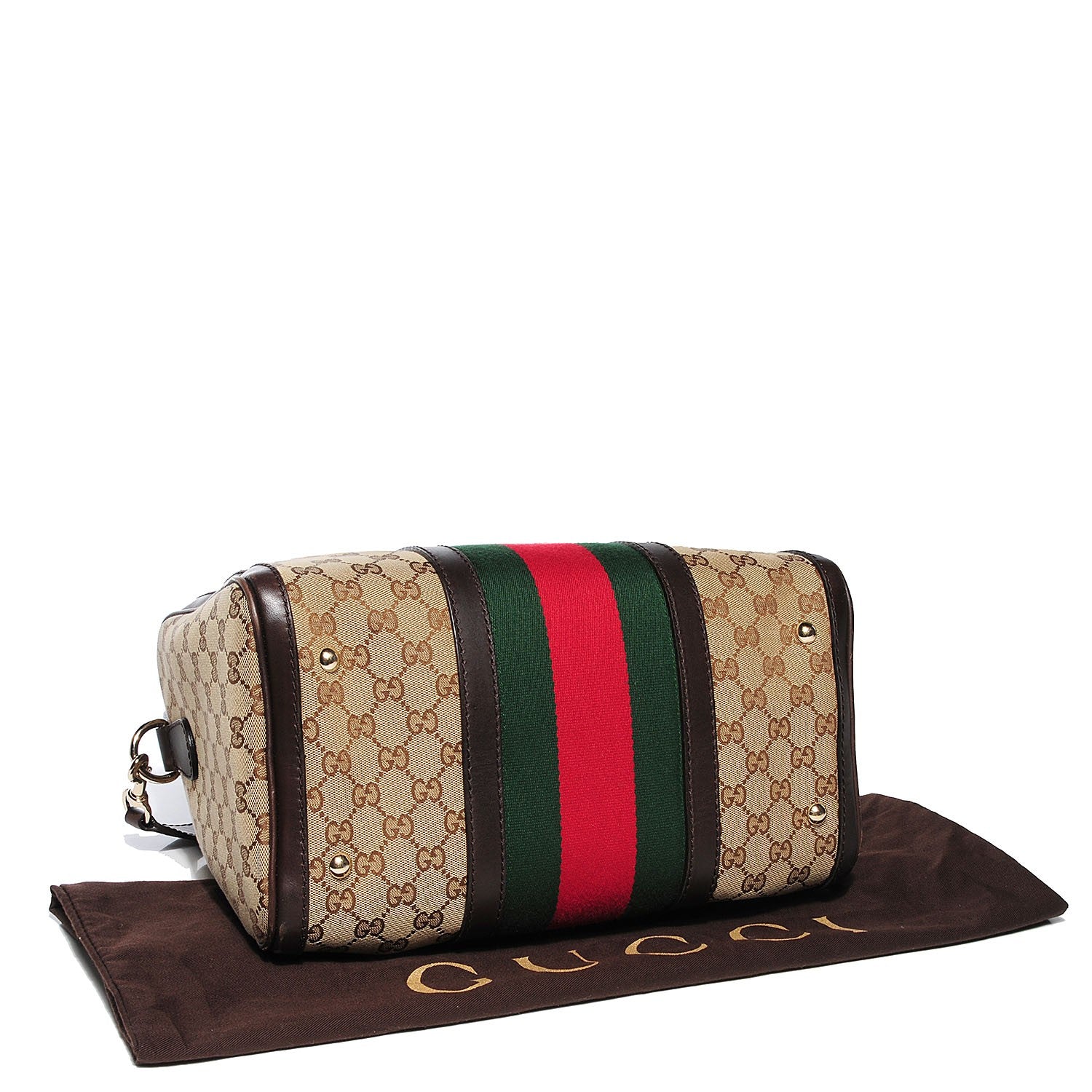 Gucci Monogram Vintage Web Medium Boston Dark Brown 4 of 9
