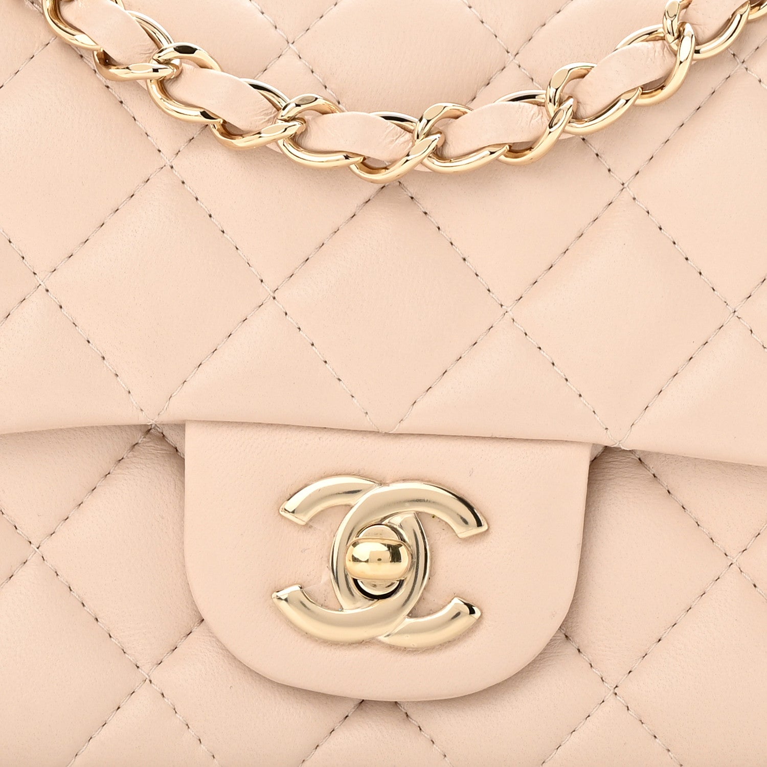 Chanel Lambskin Quilted Mini Rectangular Flap Light Beige 8 of 11