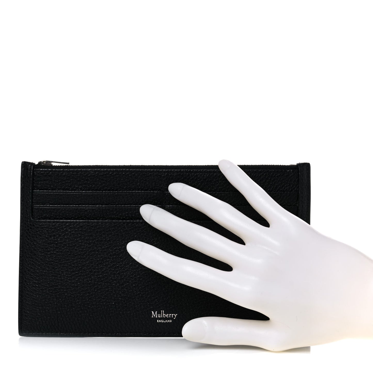 Classic Grain Zipped Travel Card Holder Black