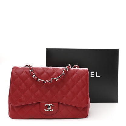 Chanel Caviar Quilted Jumbo Single Flap Red 11 of 11