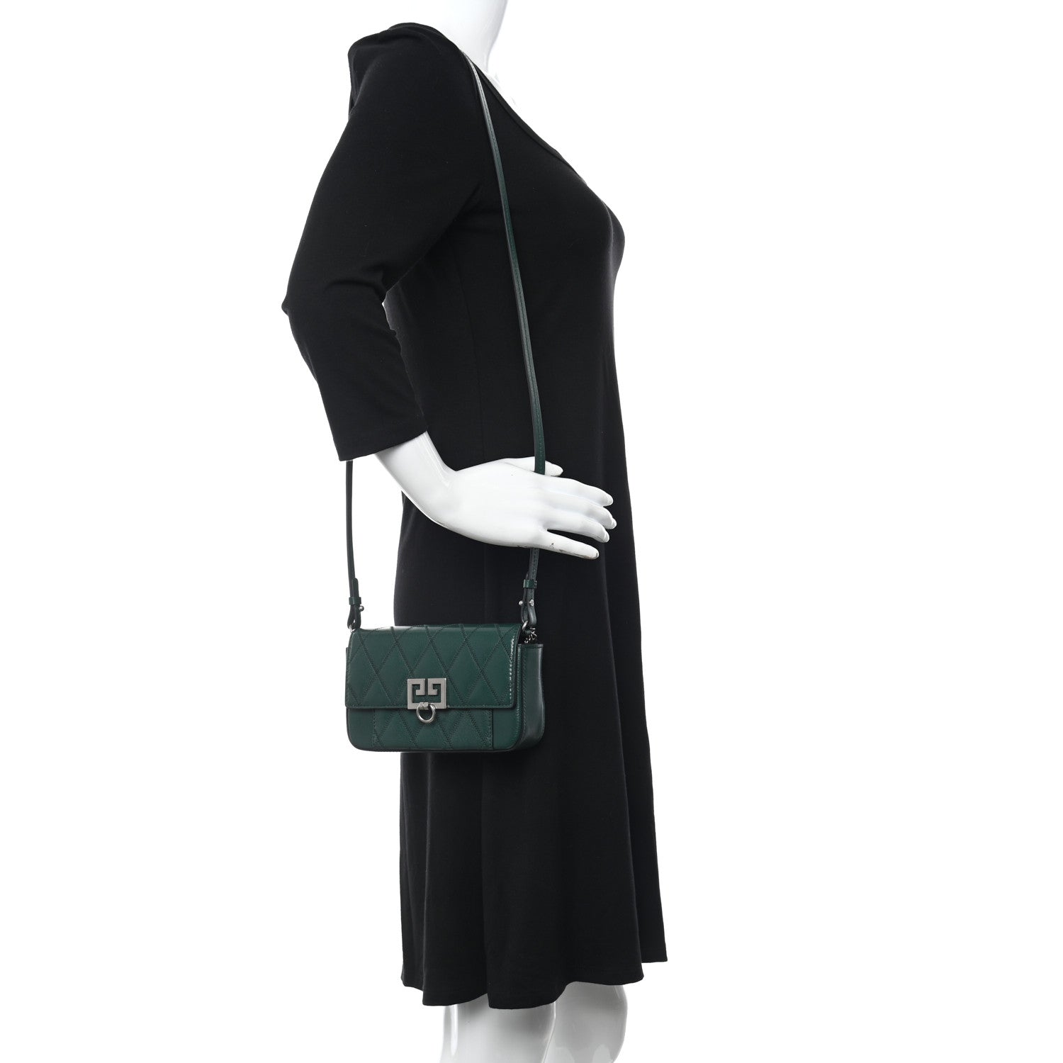 Givenchy Goatskin Quilted GV3 Mini Pocket Convertible Bag Green Forest 2 of 7