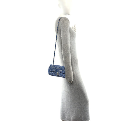 Chanel Tweed Quilted Mini Rectangular Flap Blue White 2 of 10