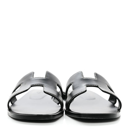 Hermes Box Calfskin Oran Sandals 36 Black 2 of 9