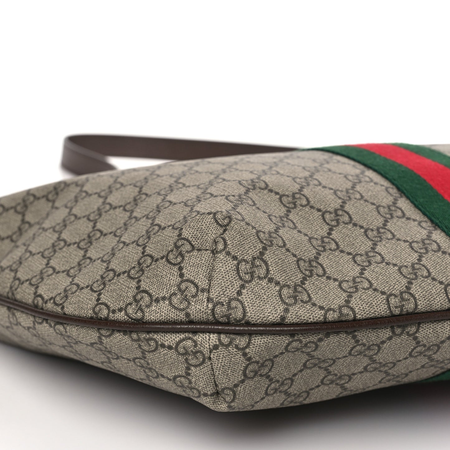 GG Supreme Monogram Web Ophidia Half Moon Hobo Brown