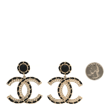 Chanel Lambskin CC Chain Drop Earrings Black Gold 2 of 5