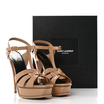 Saint Laurent Patent Tribute 105 Platform Sandals 41 Nude Powder 10 of 10