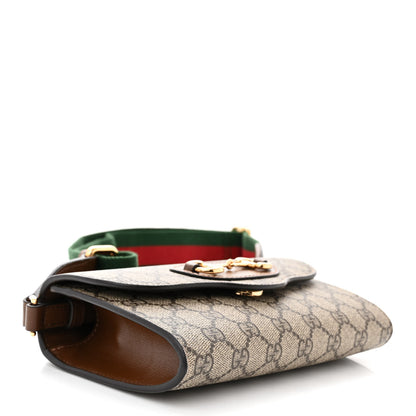 Gucci GG Supreme Monogram Azalea Calfskin Web Mini Horsebit 1955 Chain Shoulder Bag Beige Ebony Brown Sugar 4 of 9