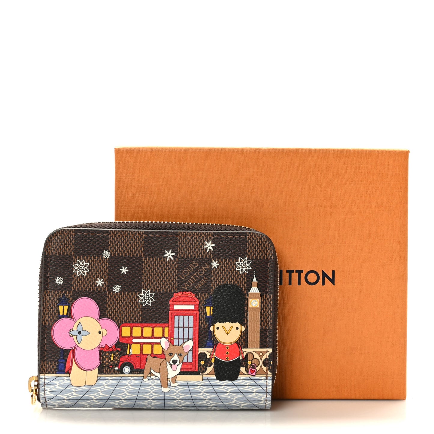 Damier Ebene 2021 Christmas Animation London Zippy Coin Purse Red
