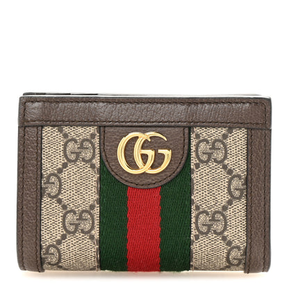 Gucci GG Supreme Monogram Web Ophidia Card Case Beige New Acero 1 of 8