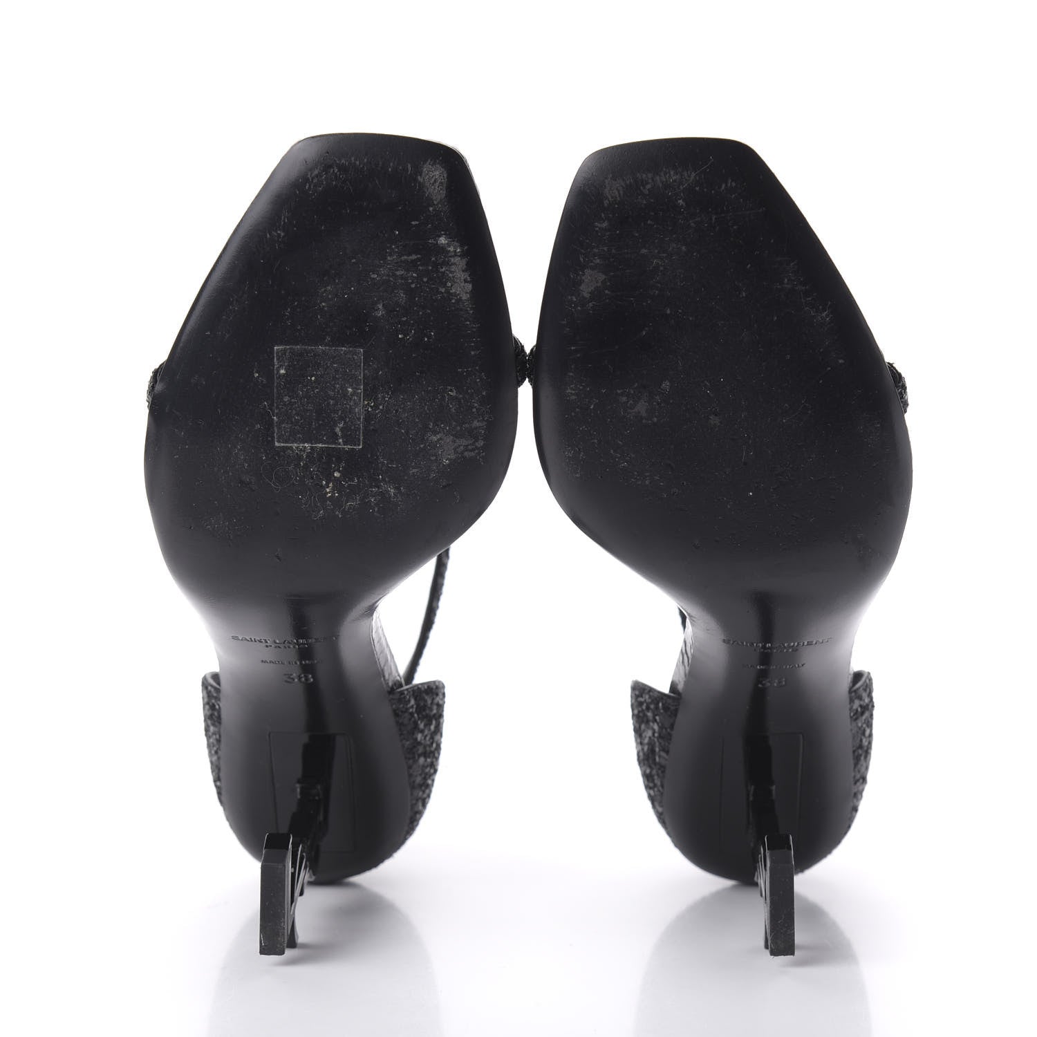 Saint Laurent Glitter Opyum Sandals 38 Black 5 of 8