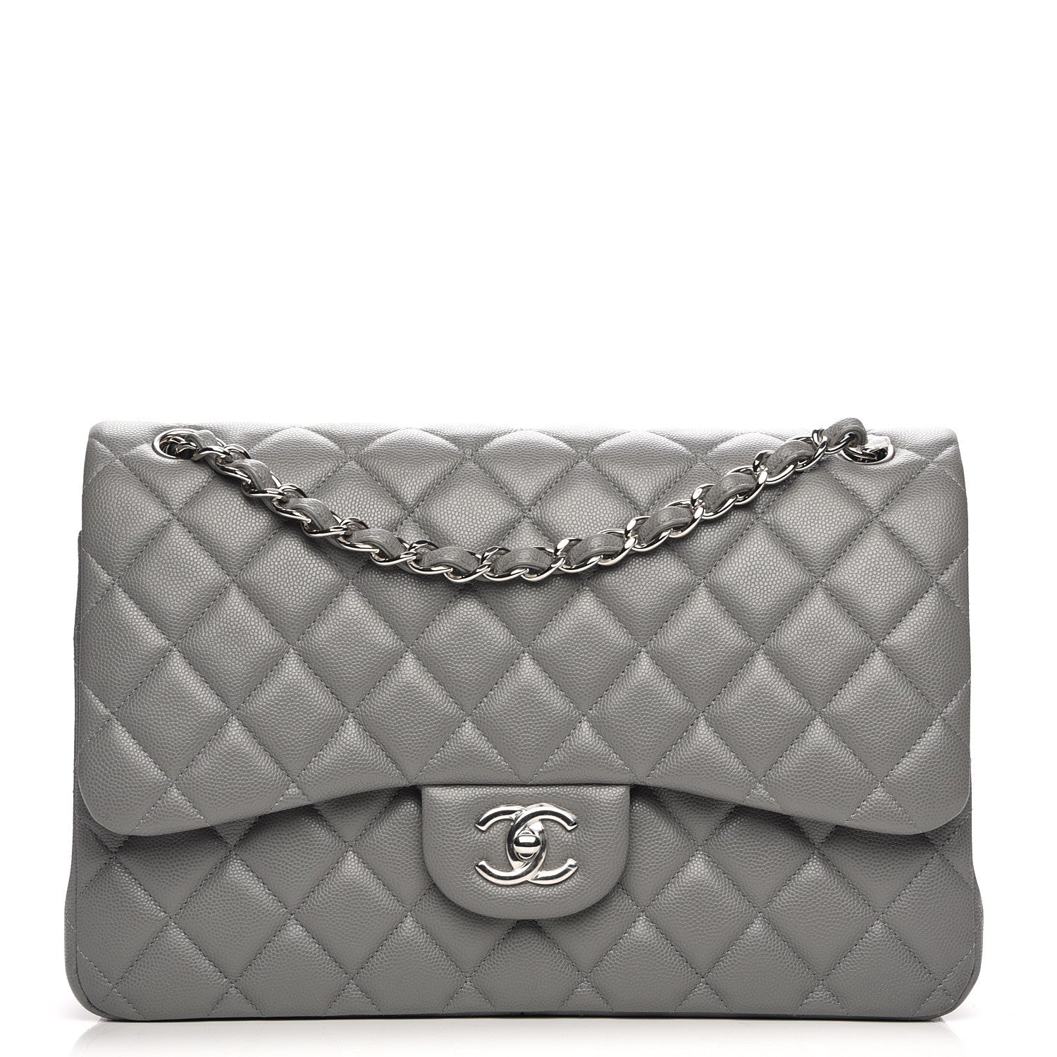 Chanel Caviar Quilted Jumbo Double Flap Grey 1 of 8