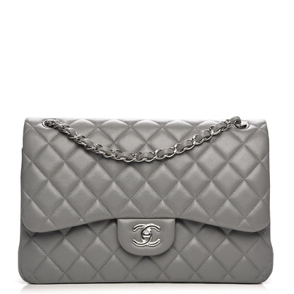 Chanel Caviar Quilted Jumbo Double Flap Grey 1 of 8